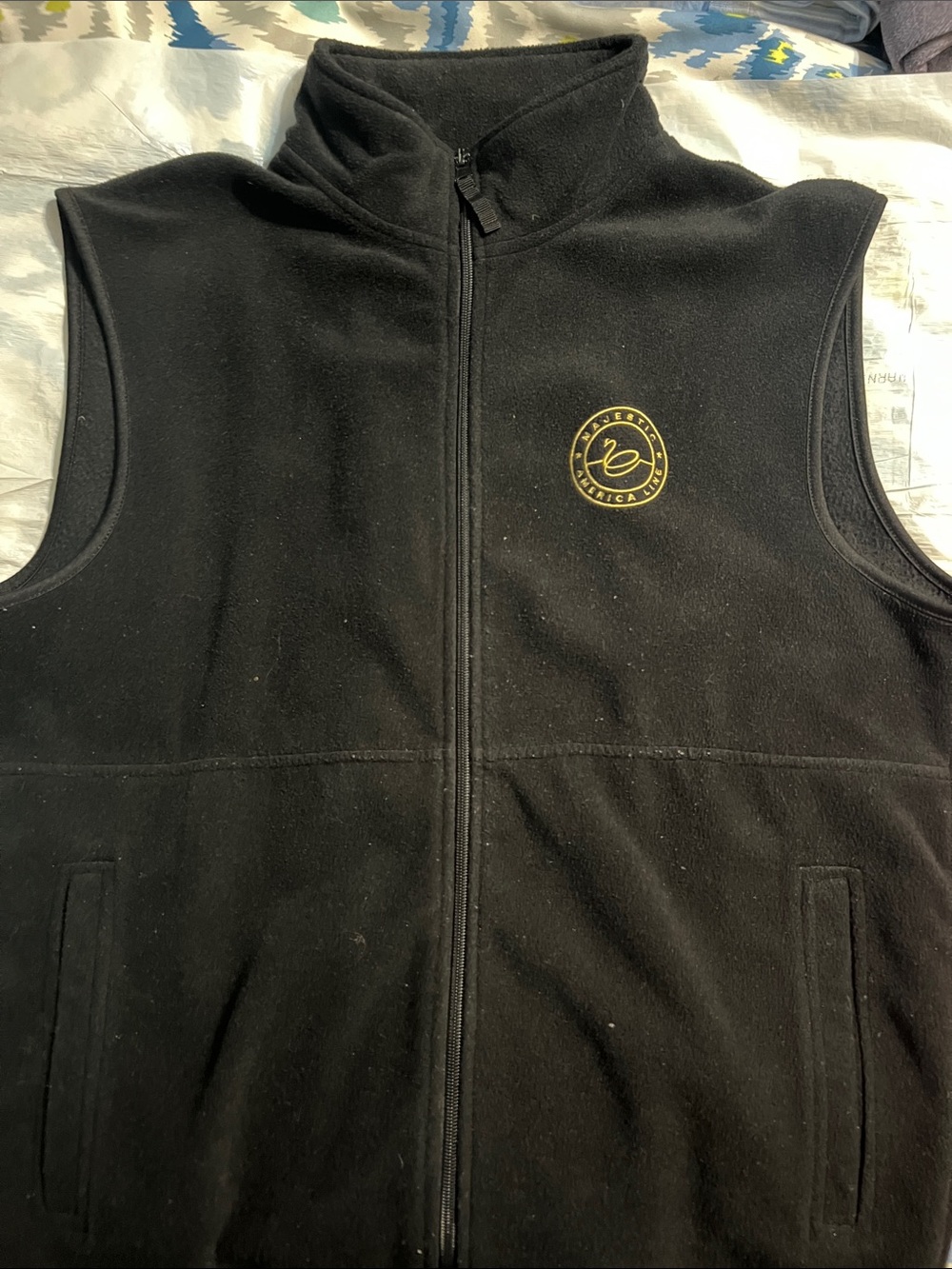 Port & Company Vintage Black Fleece Vest with Gold Emblem